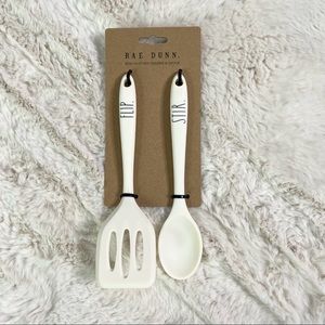 Rae Dunn White Silicone Mini 'Stir' Spoon & Slotted 'Flip' Spatula Turner